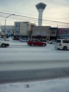 凍結した市内の道路